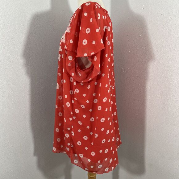 Cato Blouse Womens 18/20 Floral Flutter Short Sleeve Artsy Flowy‎ - Picture 2 of 8